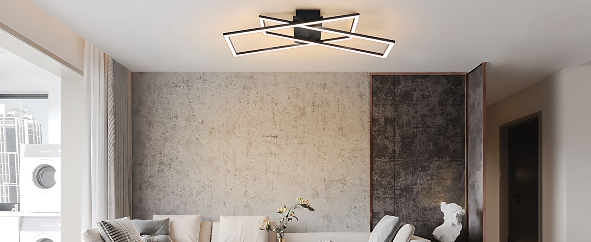ZMH LED Deckenlampe Schwarz Wohnzimmer Deckenleuchte Dimmbar mit Fernbedienung 36W Modern Schlafzimmerlampe Küchenlampe Flur Eckig Deckenleuchten