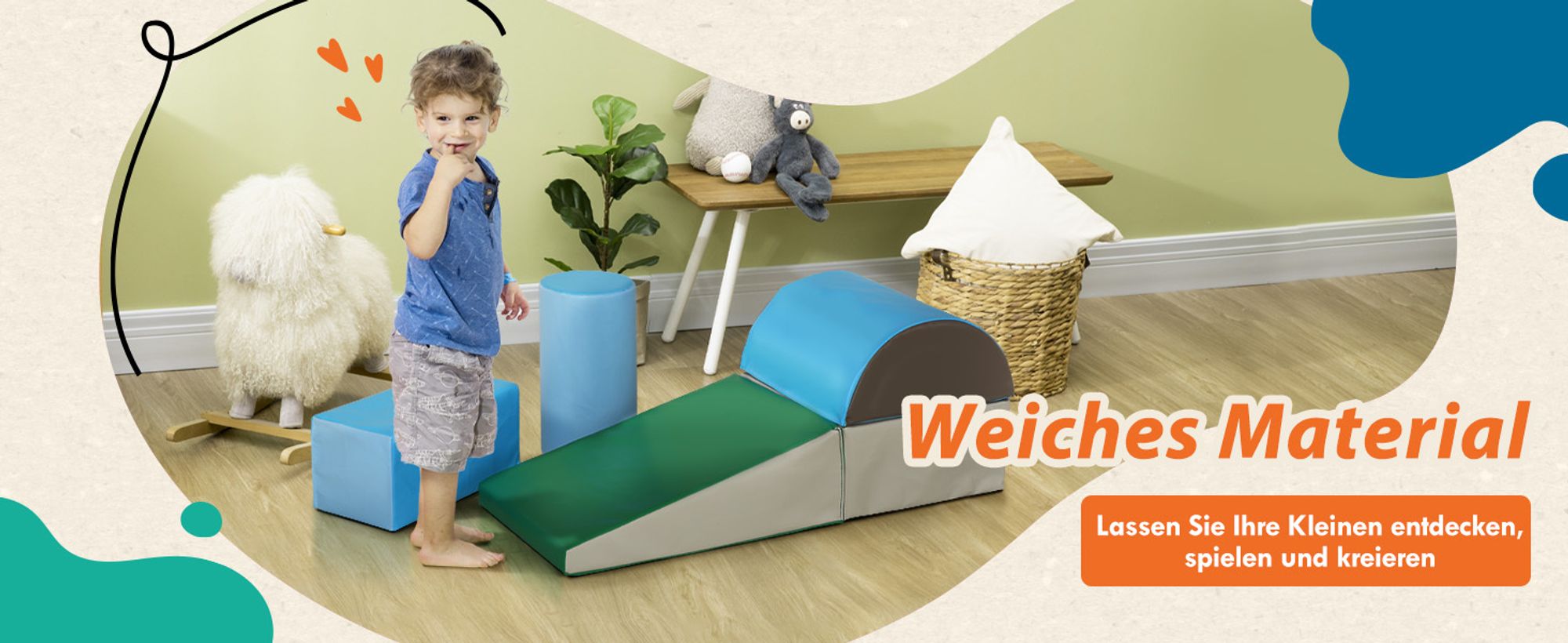 HOMCOM Bausteinset 5er-Set Schaumstoff Bausteine für 1-3 Jahre alt Kinder