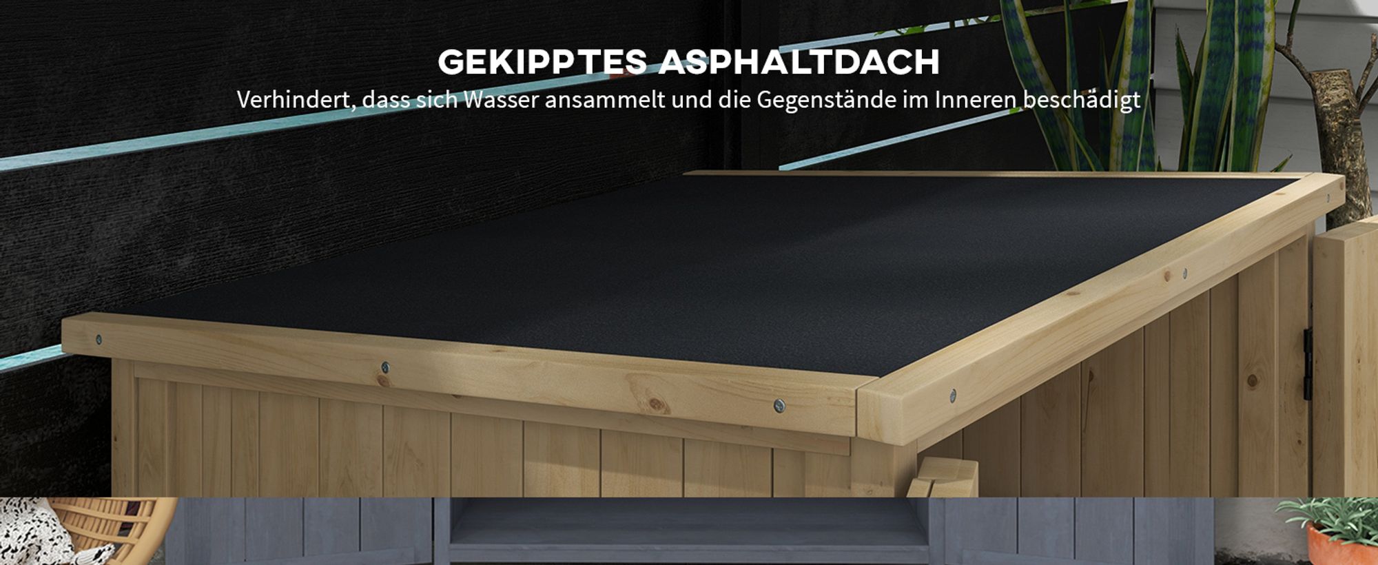 Outsunny Gartenschrank, Geräteschrank, Wetterfester Geräteschuppen, Holzschrank mit Doppeltür, Gartenschuppen für Garten, Balkon, Natur, 77,5 x 88 x 90 cm