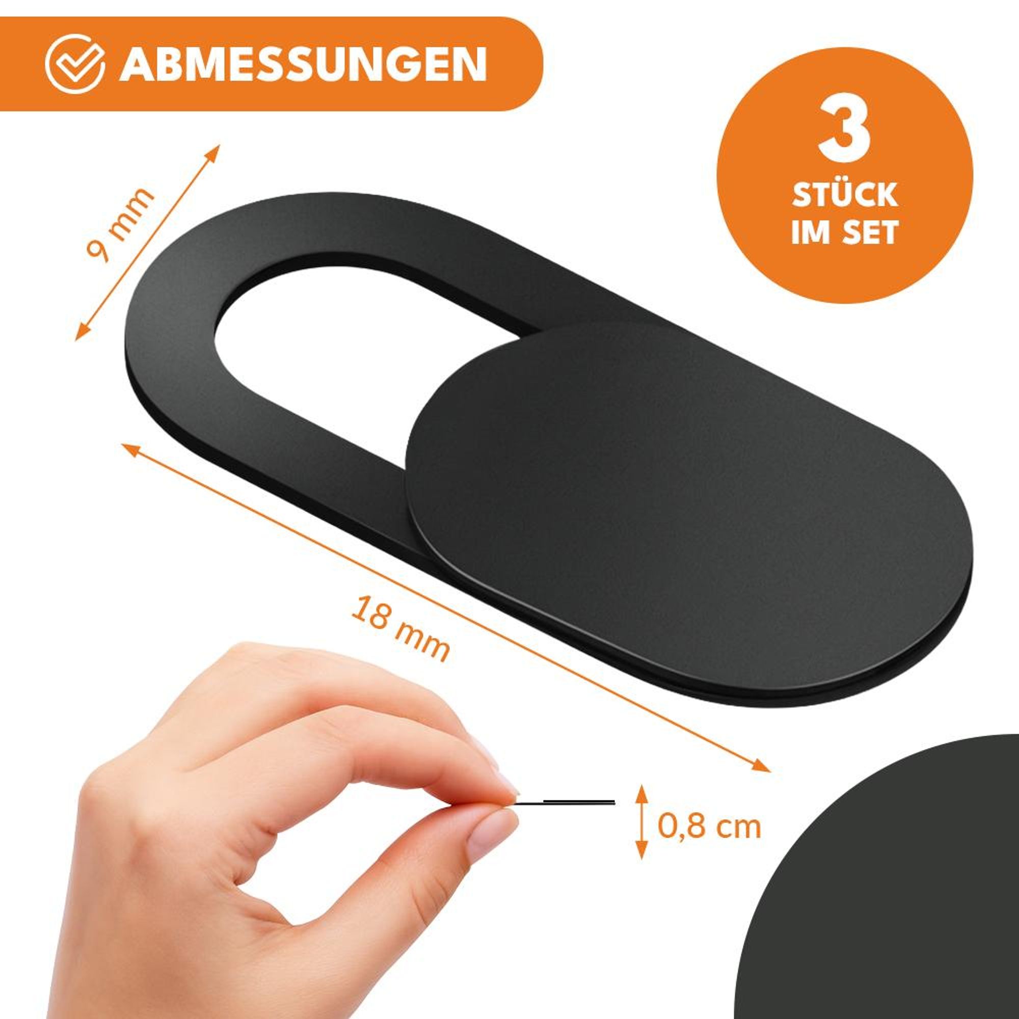 Webcam Abdeckung Set 3 Stück, Ultra dünner Kamera Slider für Laptop Smartphone Tablet, Webcam Cover aus ABS für Privatsphäre