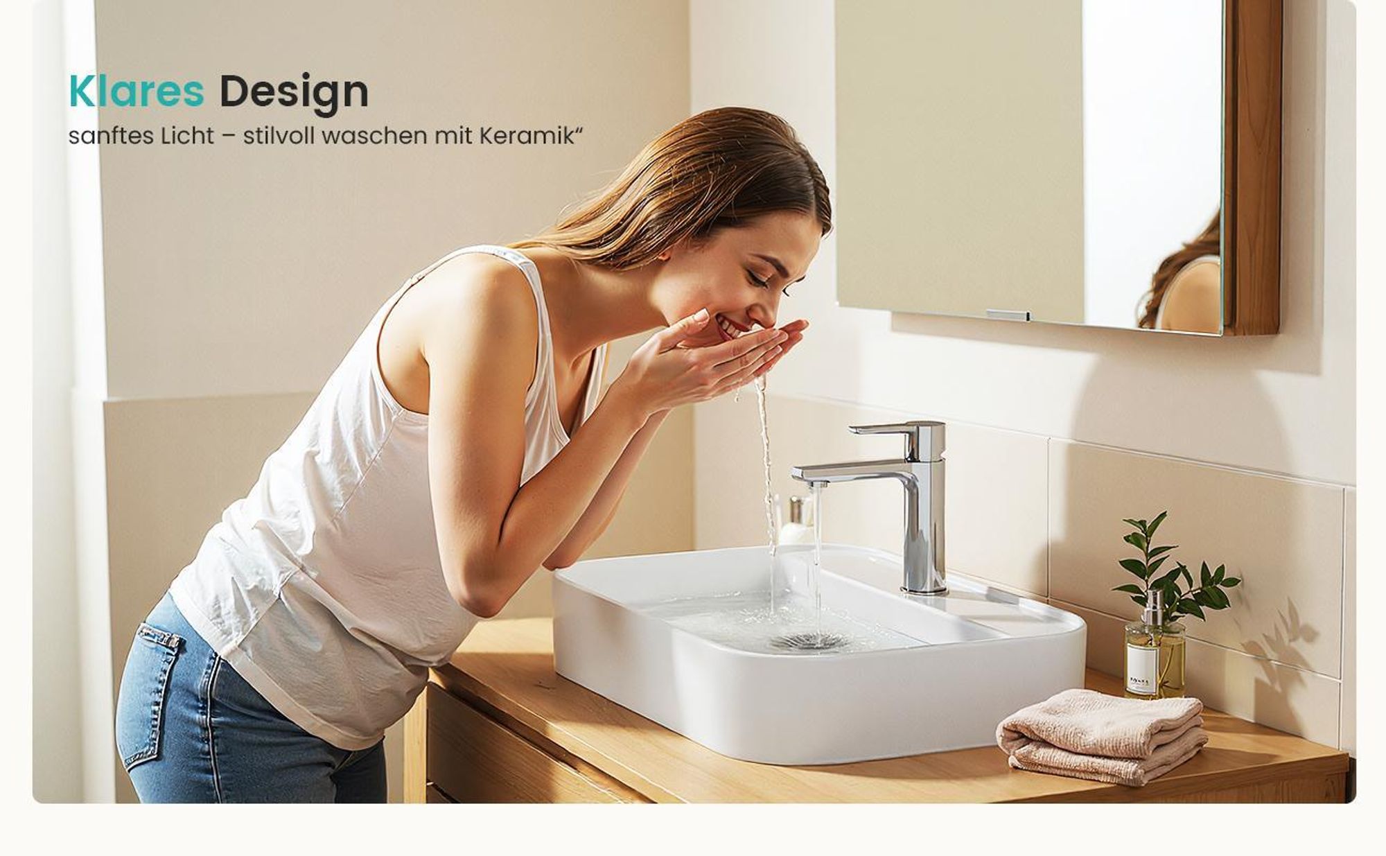 EMKE Keramik Waschbecken Aufsatzwaschbecken Hängewaschbecken Eckiger Waschtisch Weiß Glänzend 50 x 40 x 11 cm