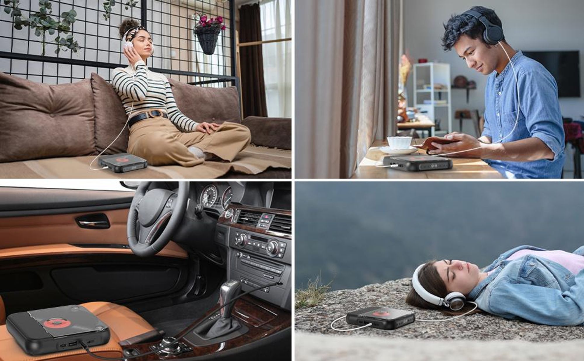 ZELURXX Tragbarer Bluetooth CD-Player mit USB-C Schnellladung – Ultraflach & Kompakt – Unterstützt MP3/WMA – Perfekt für unterwegs & Zuhause – Lila