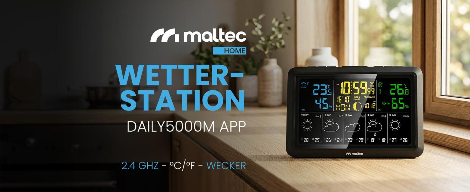 Wetterstation Funk mit Außensensor Thermometer Barometer mit App Sensor