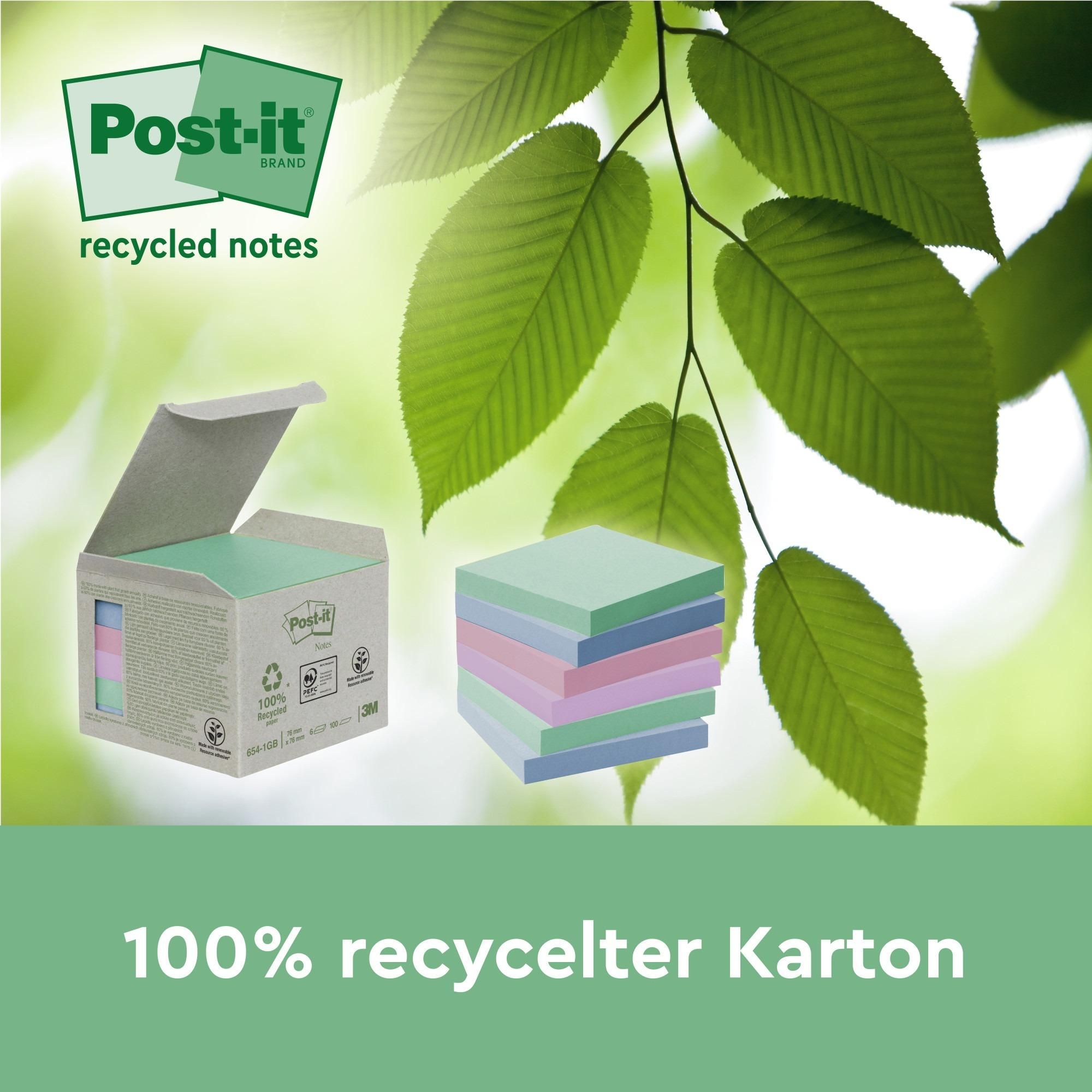 Post-it® Recycling Notes Gelb Haftnotizen 38x51mm 24 Blöcke 100 Blatt