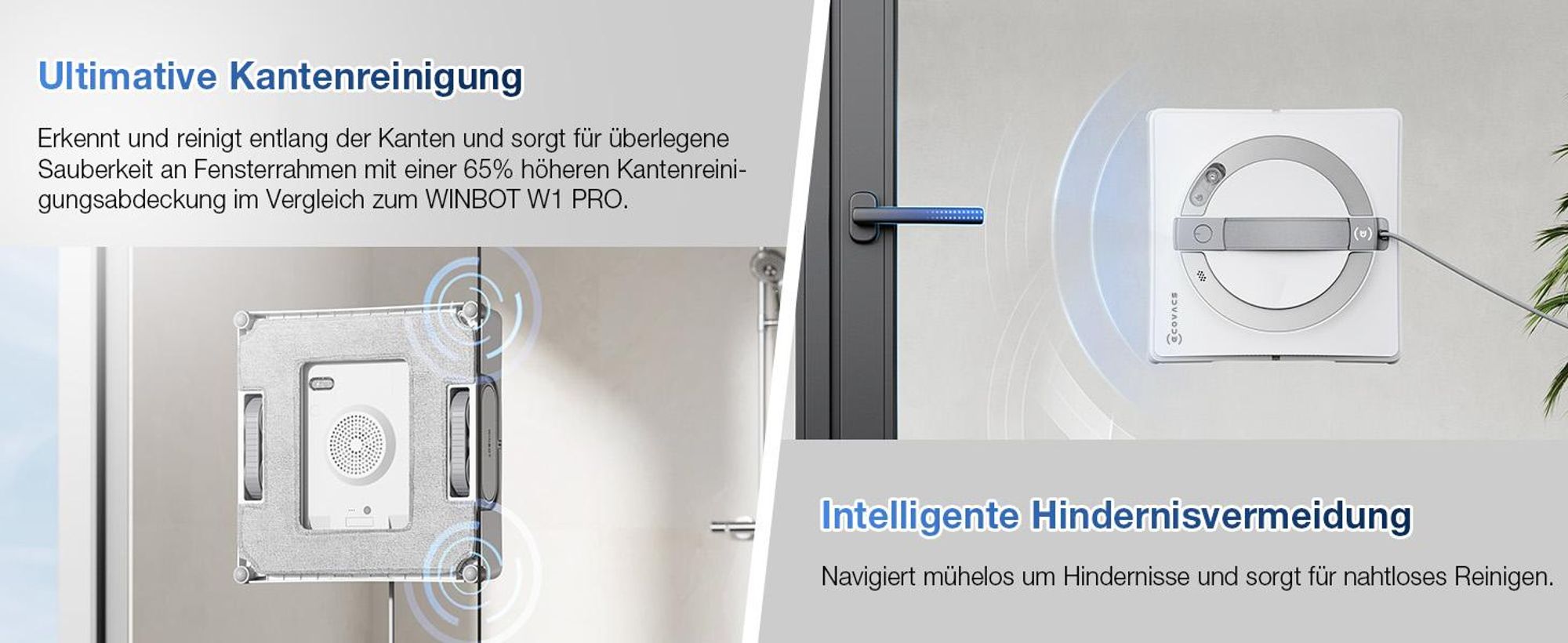 ECOVACS WINBOT ‎W2 PRO Omni Fensterputzroboter mit 6-in-1 Multifunktionsstation,Aufladen im Betrieb, 3-Düsen-Sprühkopf, 12-Stufen-Schutz