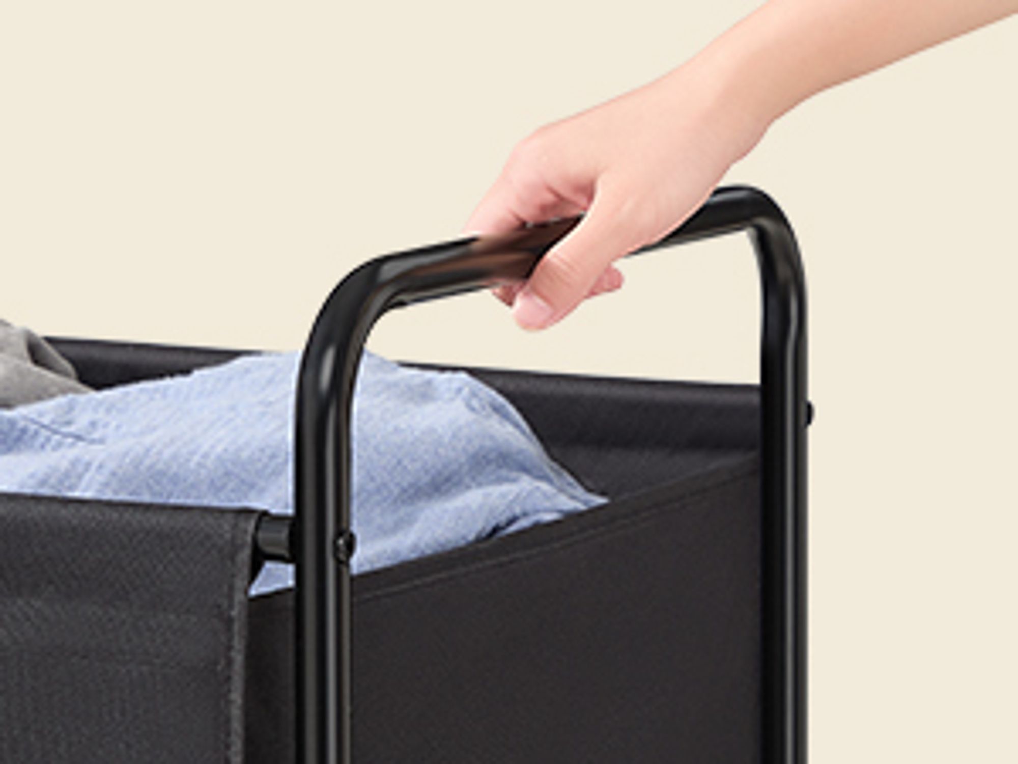 SONGMICS Wäschekorb mit Rollen, Wäschesammler 3 Fächer, 170 L Wäschesortierer