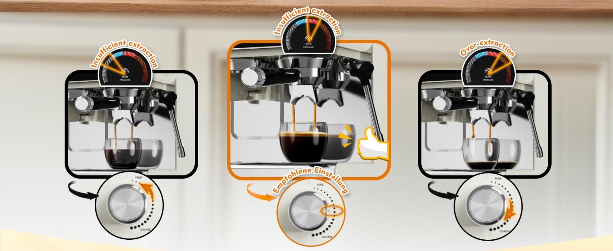 CHEFFANO Espressomaschine mit integriertem Mahlwerk, 20 Bar Pumpdruck, Milchaufschäumer für Cappuccino und Latte, 19 Mahlstufen und 2,8 L abnehmbarer