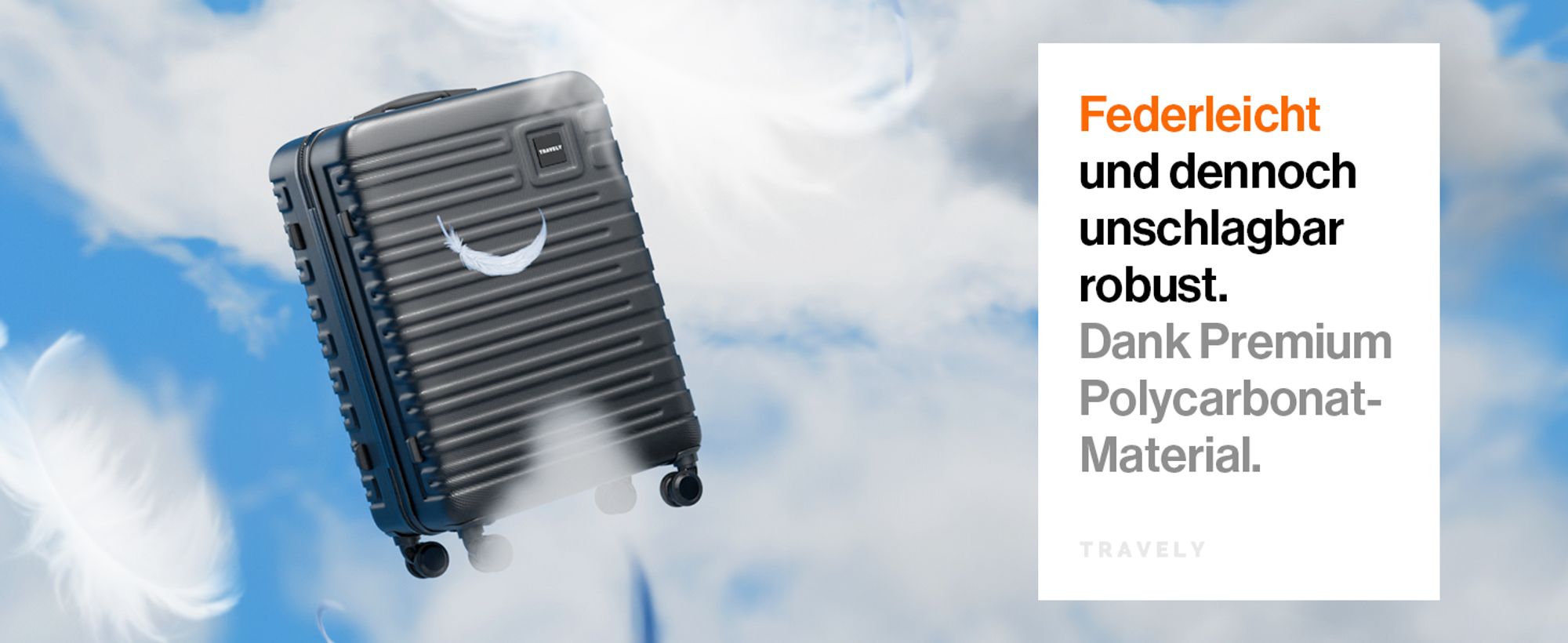 Travely Polycarbonat Koffer Groß 67cm L - 60L Innenvolumen - sehr robuster Hartschalen Koffer mit sanften Rollen & TSA Schloss, Reisekoffer, Koffer & Trolleys, Reisekoffer mit Rollen