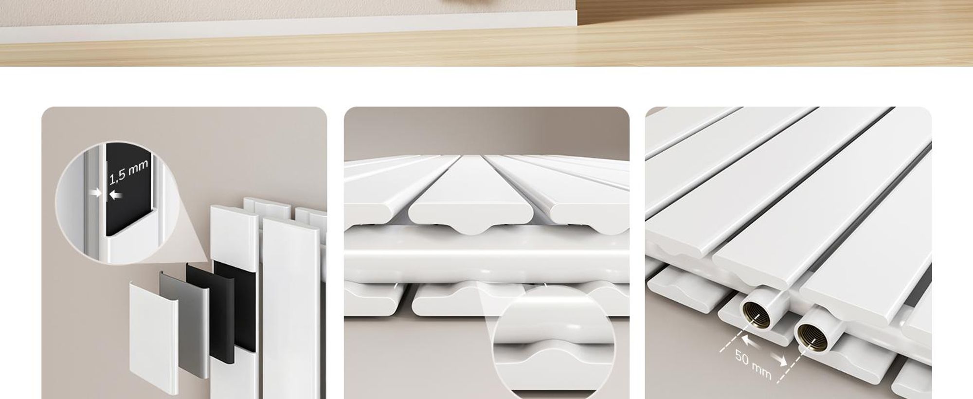 EMKE Heizkörper Flach 90 x 30,4 cm Doppellagig 559 W Weiß Design Paneelheizkörper