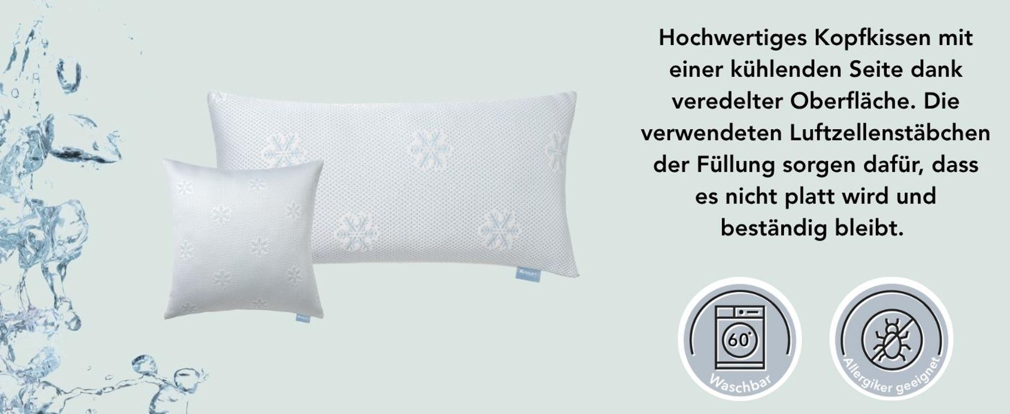 Kühlendes Kopfkissen | 40 x 80 cm | höhenverstellbar| Kissen mit innovativem Kühleffekt | XDREAM Cooling
