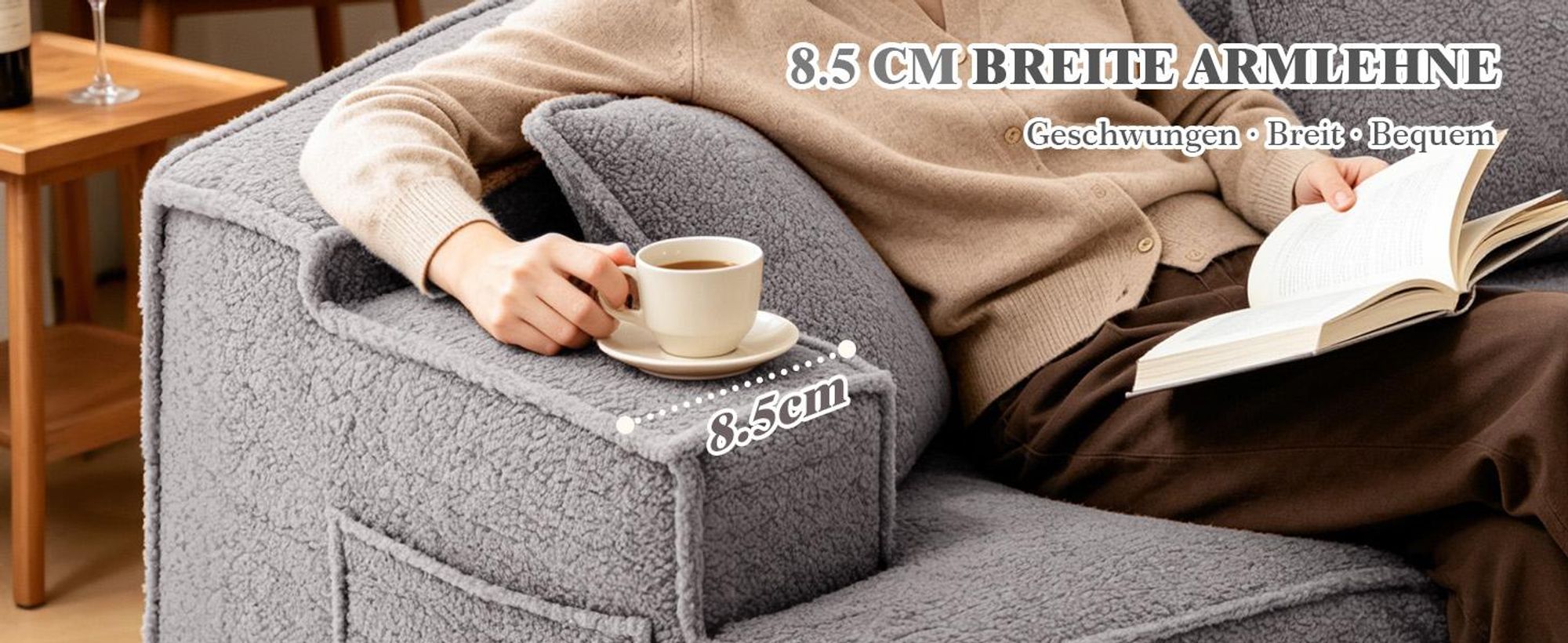 COMHOMA Sofa 2 Sitzer, 228 x 75 x 67 cm, modulares Schlafsofa, Polstersofa, mit Aufbewahrungstasche, Couch mit schlaffunktion, Keine Montage erforderl