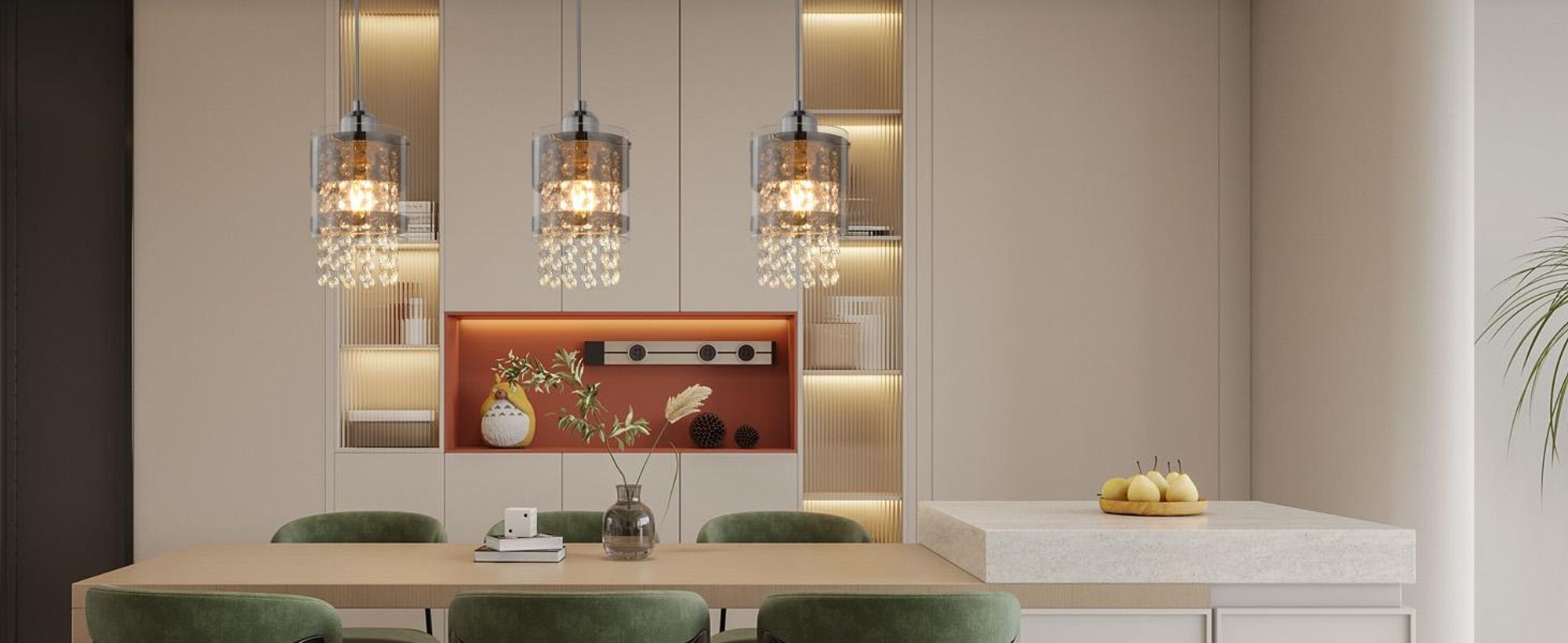 ZMH Pendelleuchte  Esstisch Hängelampe 3 Flammig E27 Glas Hängeleuchte Höhenverstellbares Kronleuchter 150CM Modern für Wohnzimmer Schlafzimmer