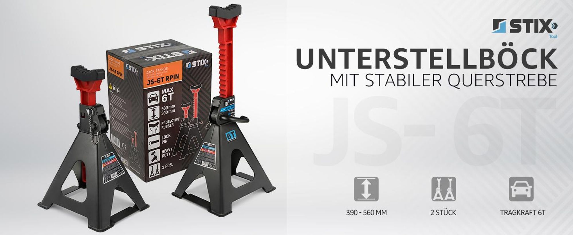 STIX 1 Paar (2 Stuck) Unterstellbocke, Tragkraft 6T, JS-6T, Sicherungsstift
