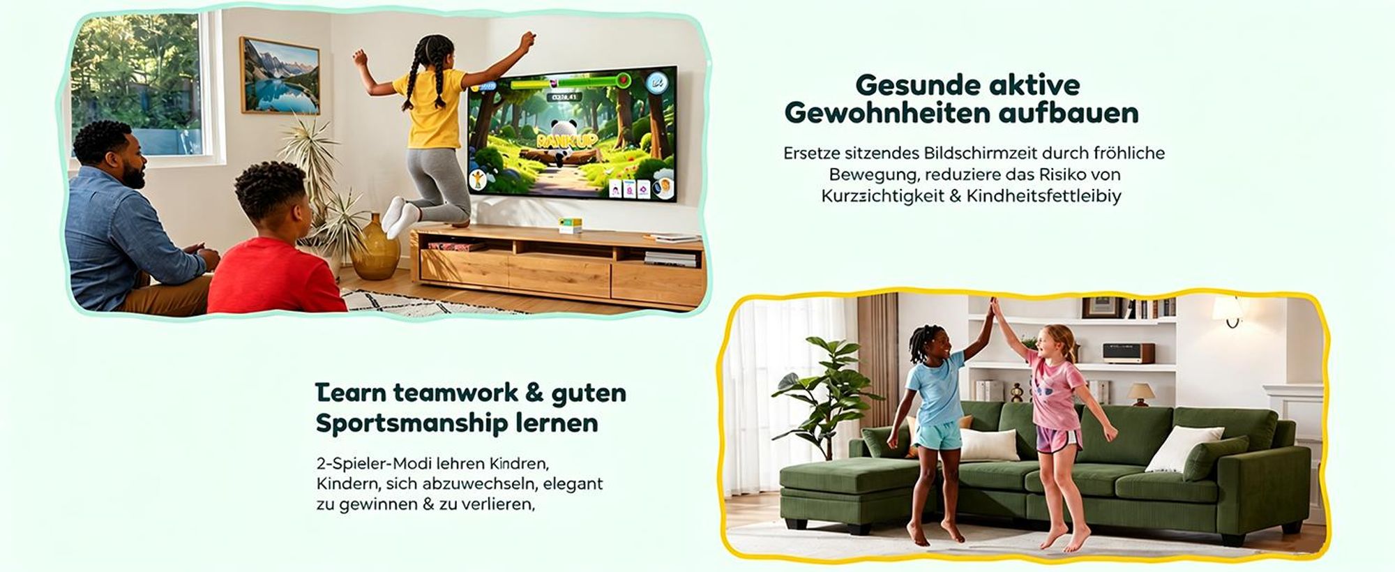 Blackview PlayPop 8 Spielkonsole für TV, 17-Punkt-KI-Tracking, ohne Controller, bis 4 Spieler, 6 Spielkategorien, HDMI, Geschenk für Kinder