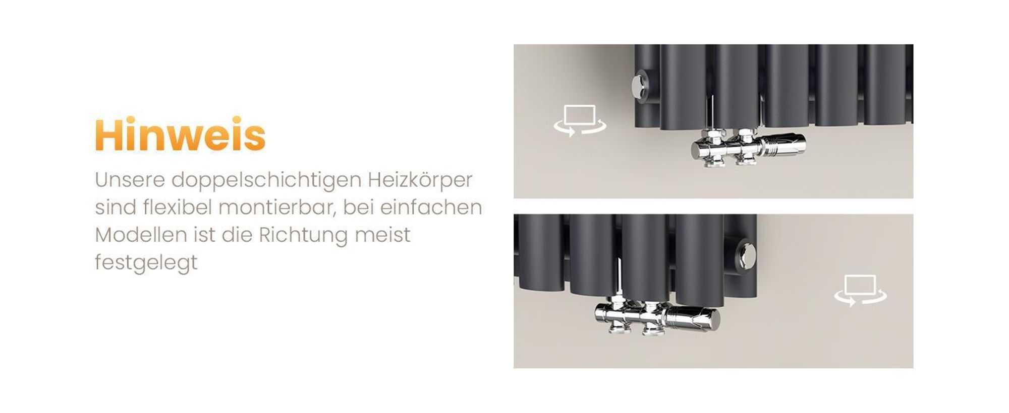EMKE Design-Röhrenheizkörper für Warmwasserbetrieb Mittelanschluss Vertikal Oval Einlagig 266 Watt 24cm x 90cm Anthrazit ohne Heizstab