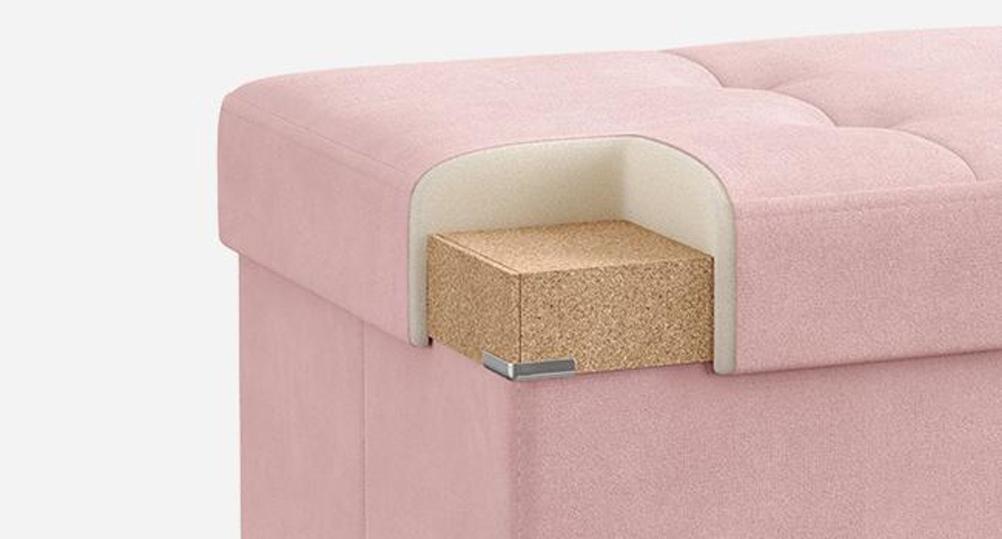 SONGMICS Sitzbank mit 2 extra Aufbewahrungsboxen, klappbar, 38 x 76 x 38 cm, bis 300 kg belastbar, Pastellrosa