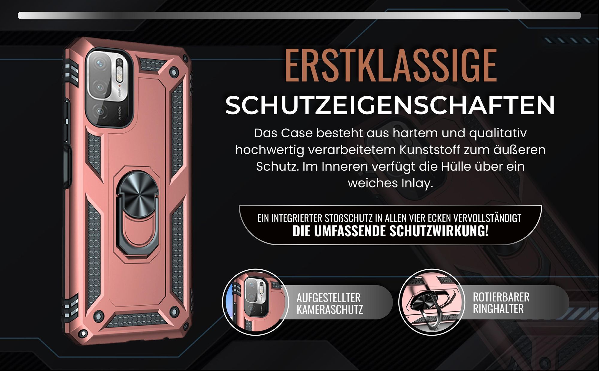 Handycase in Rosegold für Xiaomi Redmi Note 10 5G mit Kameraschutz