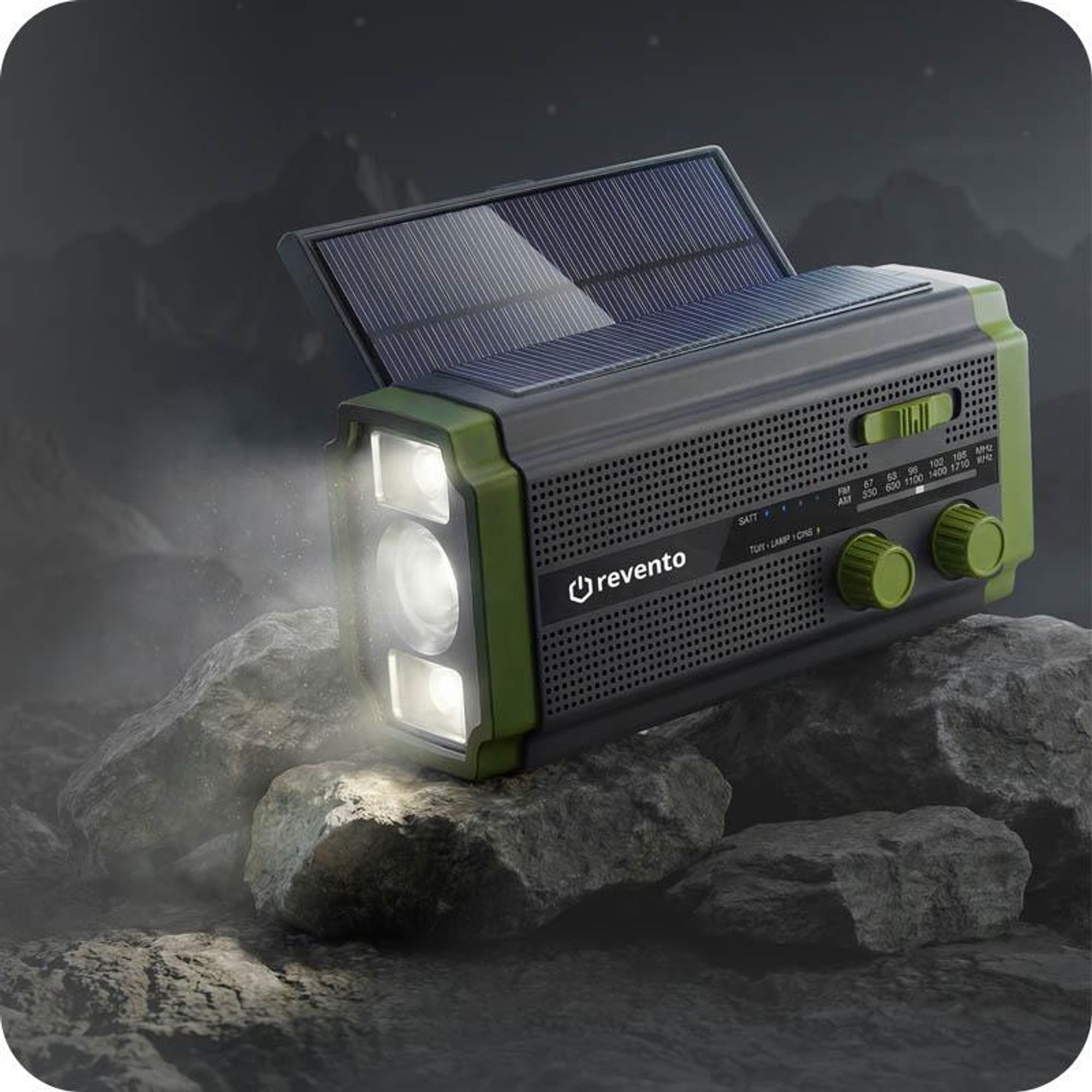 REVENTO® Ratunkowe radio solarne na korbkę, awaryjne radio z lampką LED, powerbank na smartfona 5000 mAh
