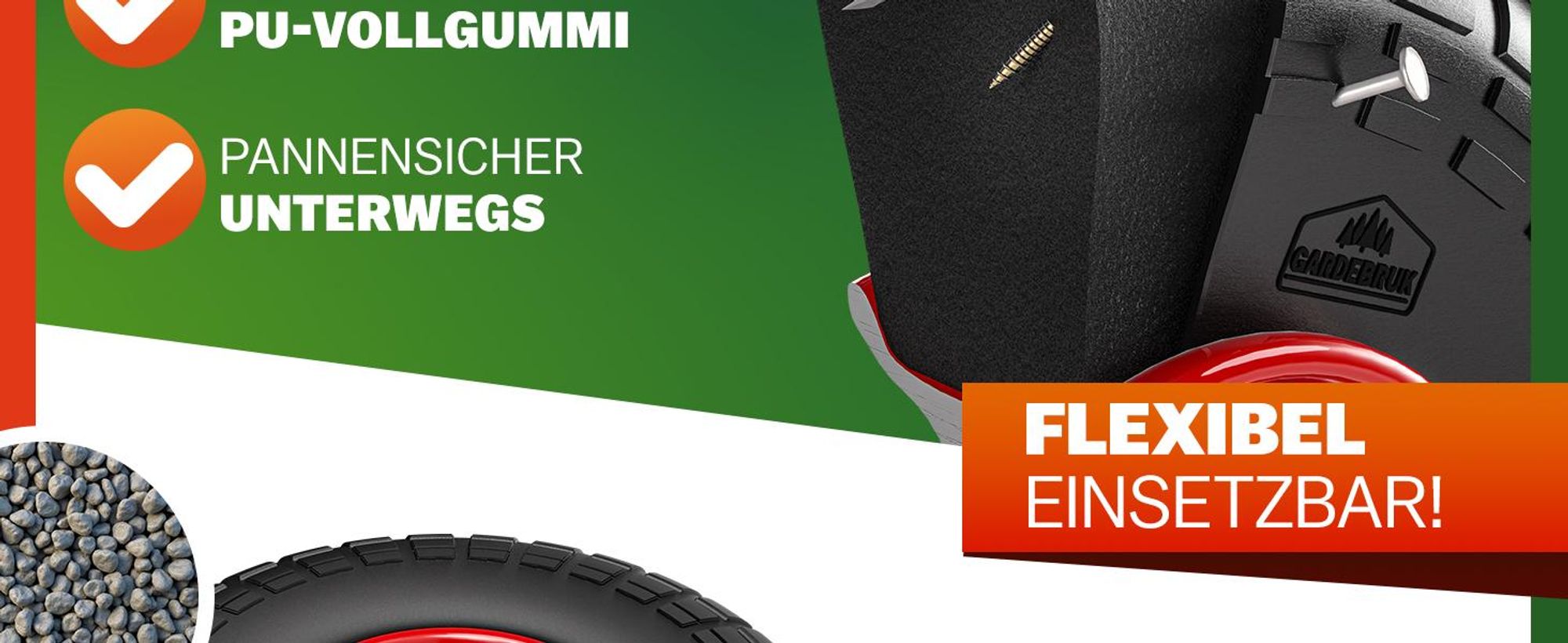 GARDEBRUK Sackkarrenrad 20mm Achse 2er Set