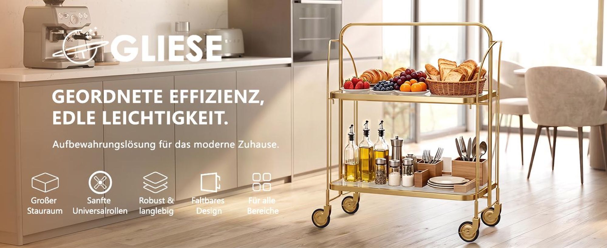Servierwagen klappbar mit rollen küchenwagen bar cart 2 Böden Partition rollwagen servierwagen outdoor