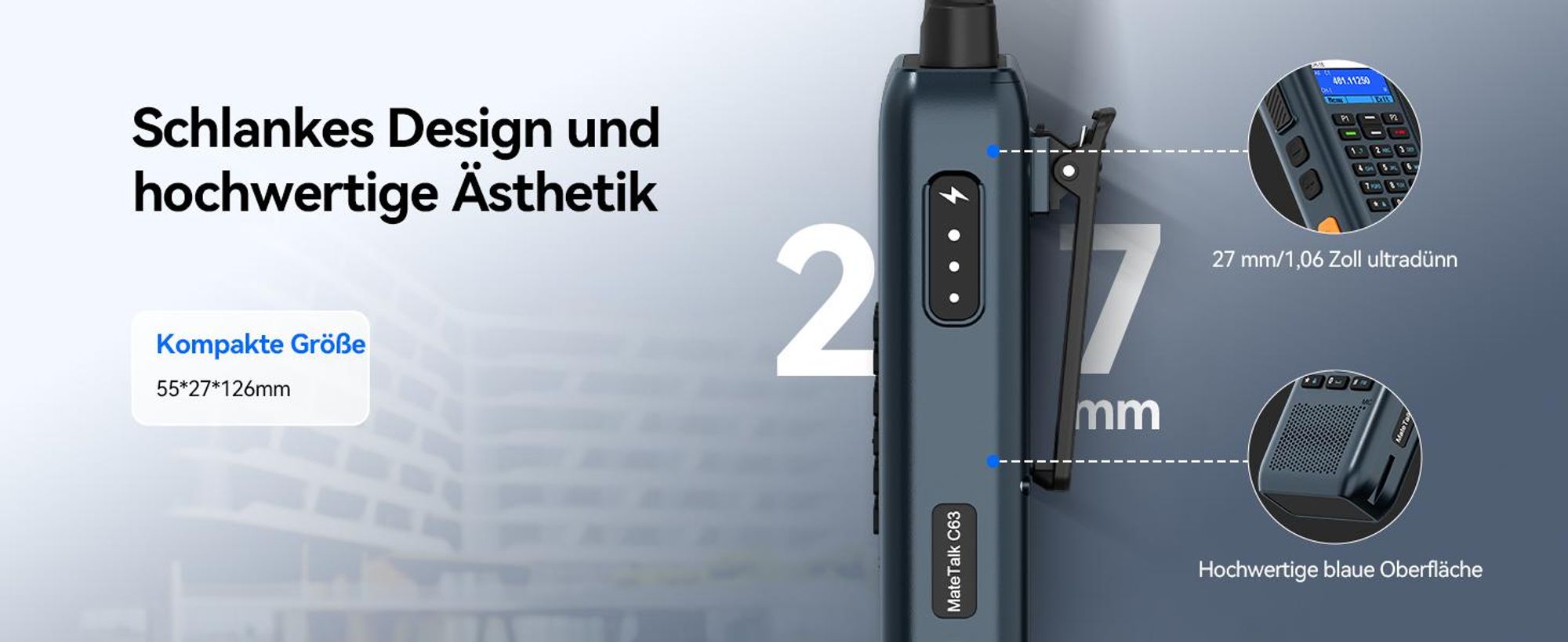 Retevis MateTalk C63 Funkgerät mit Headset, Jobticket-System-Vibrationsalarm/SMS-Funktion, 1,77-Zoll-LCD, 2200 mAh, 3 Anrufmodi, für Einkaufszentren