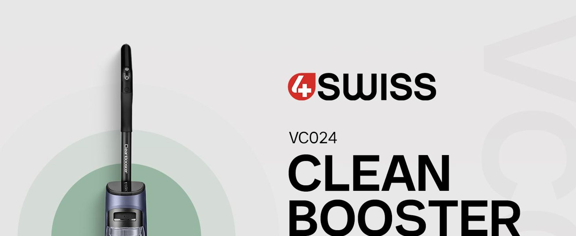 4Swiss VC024 Clean Booster Wischsauger Kabellos Nass & Trockensauger 15000 Pa - Akkusauger mit Wischfunktion Selbstreinigung Smart Saugwischer