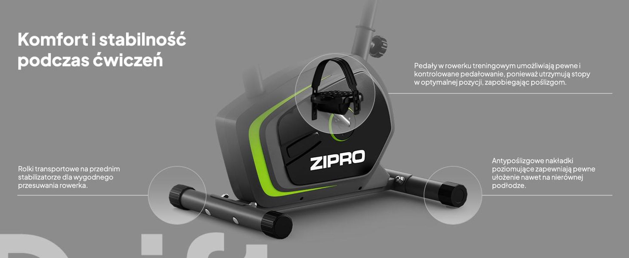 Rower treningowy Zipro Drift – magnetyczny rower fitness  z masą obrotową 6 kg Cichy rower treningowy do użytku domowego Kompaktowy, z pomiarem tętna  Uchwyt na tablet