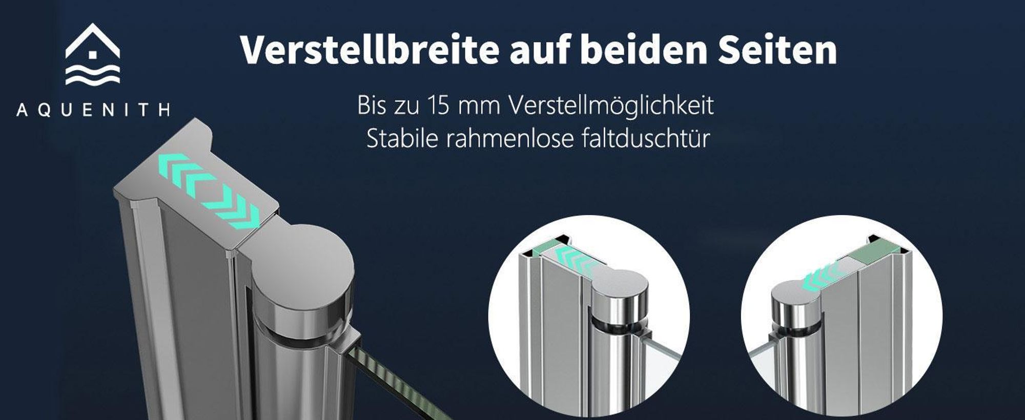 Duschabtrennung Walk in Falttür Dusche 120 x 185cm Faltbar & Drehbar Duschwand 6mm ESG Glas Duschtrennwand Silber Glaswand