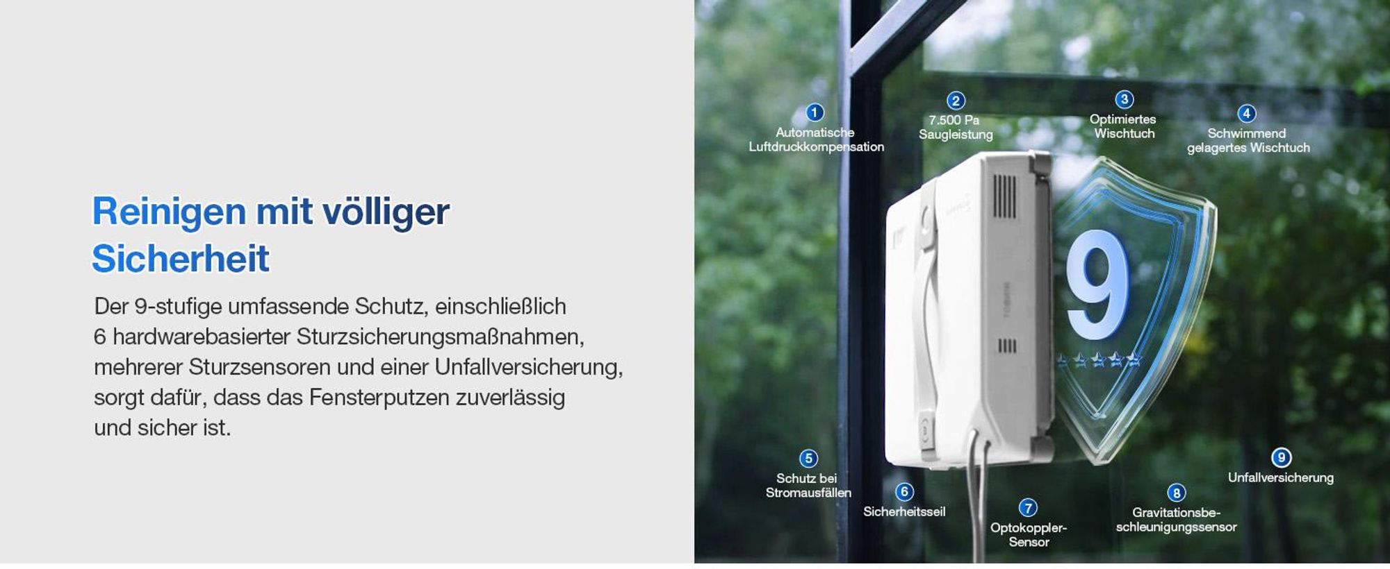 ECOVACS WINBOT Mini Fensterputzroboter Grau