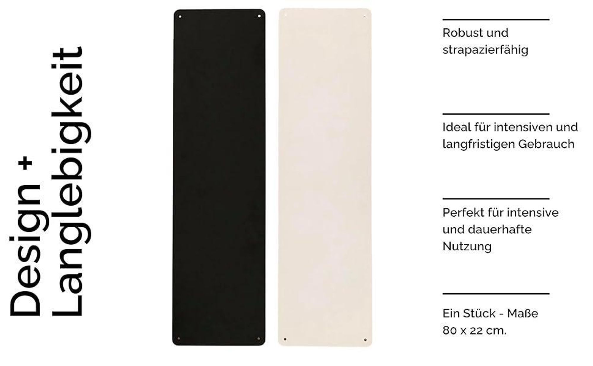 STALFORM 4 x Magnettafel Schwarz 80x22 cm aus Edelstahl Magnetwand Pinnwand Magnetisch Groß Magnetboard Küche, Büro, Kinderzimmer