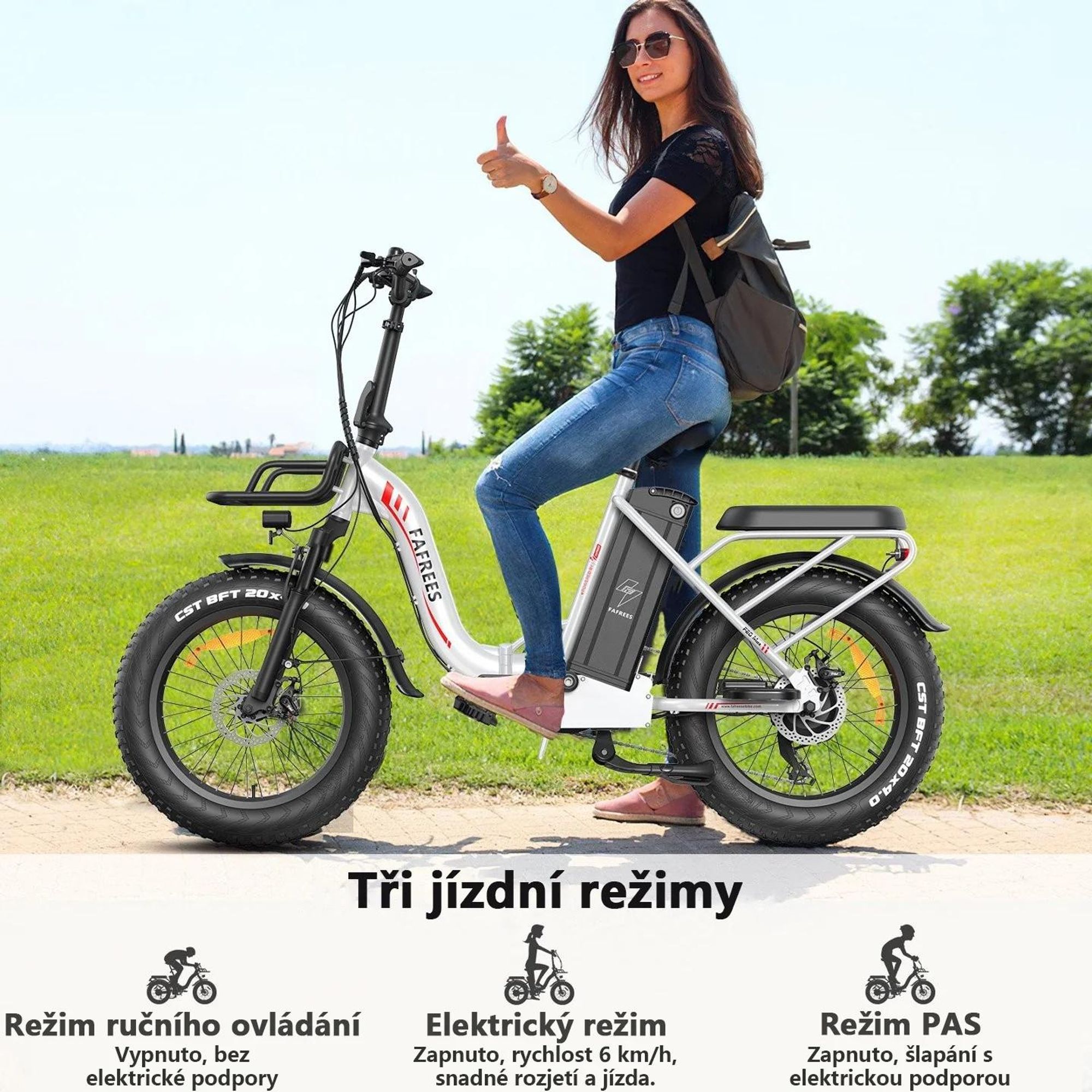 Elektrické kolo FAFREES F20 Max - Baterie 48V 30Ah, pneumatiky 20", mechanické kotoučové brzdy - Černá barva