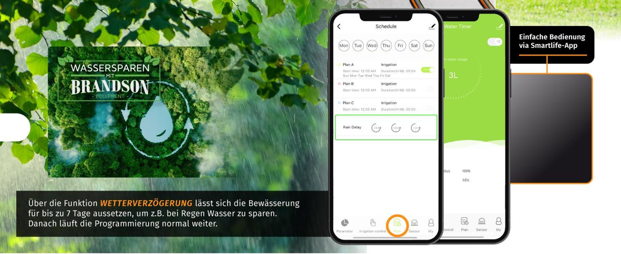 Brandson Bewässerungscomputer mit 2 Ausgängen und Wifi-Verbindungssteckdose, Bewässerungssteuerung, Bewässerungsuhr, automatische Bewässerung