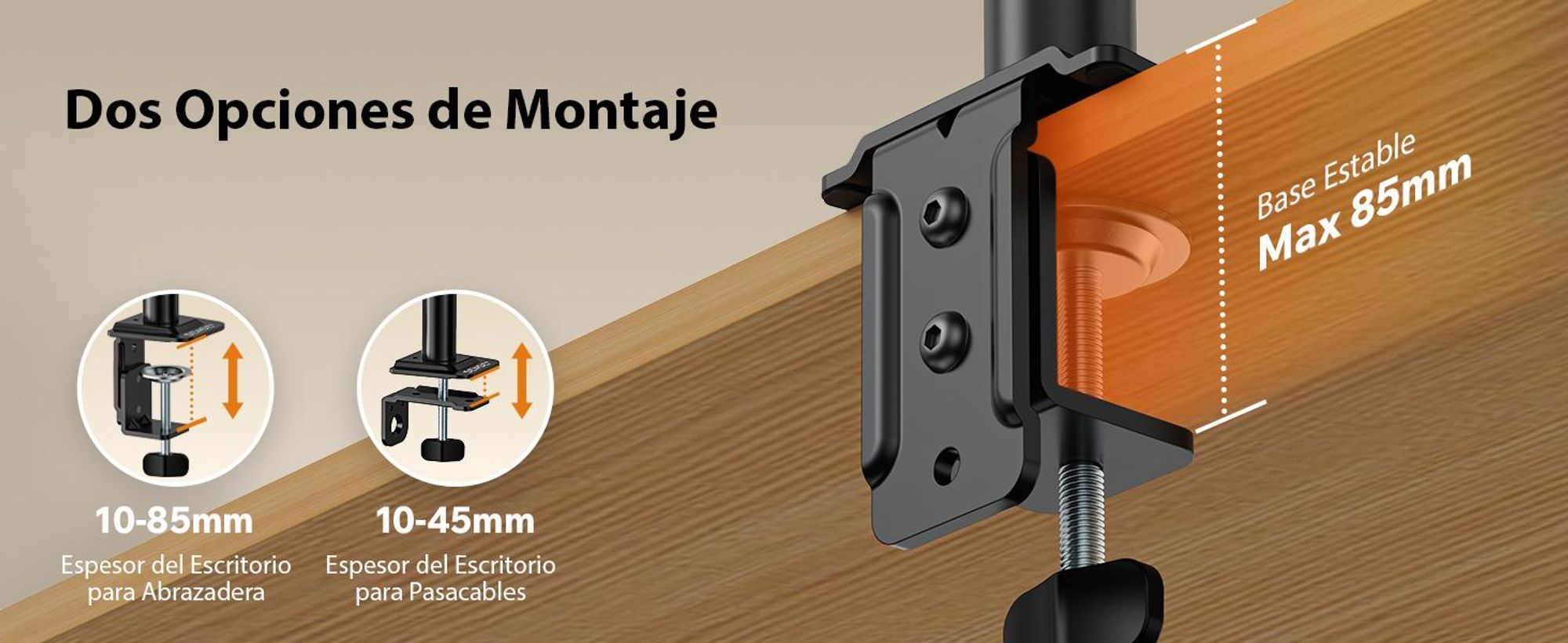 Soporte doble para monitores SENSE7, compatible con pantallas de 17-32 pulgadas, estándar VESA, capacidad de 2 x 9 kg, con sistema de pivote y amortiguación a gas, para escritorio, ideal para 2 monitores, color , diseño ergonómico