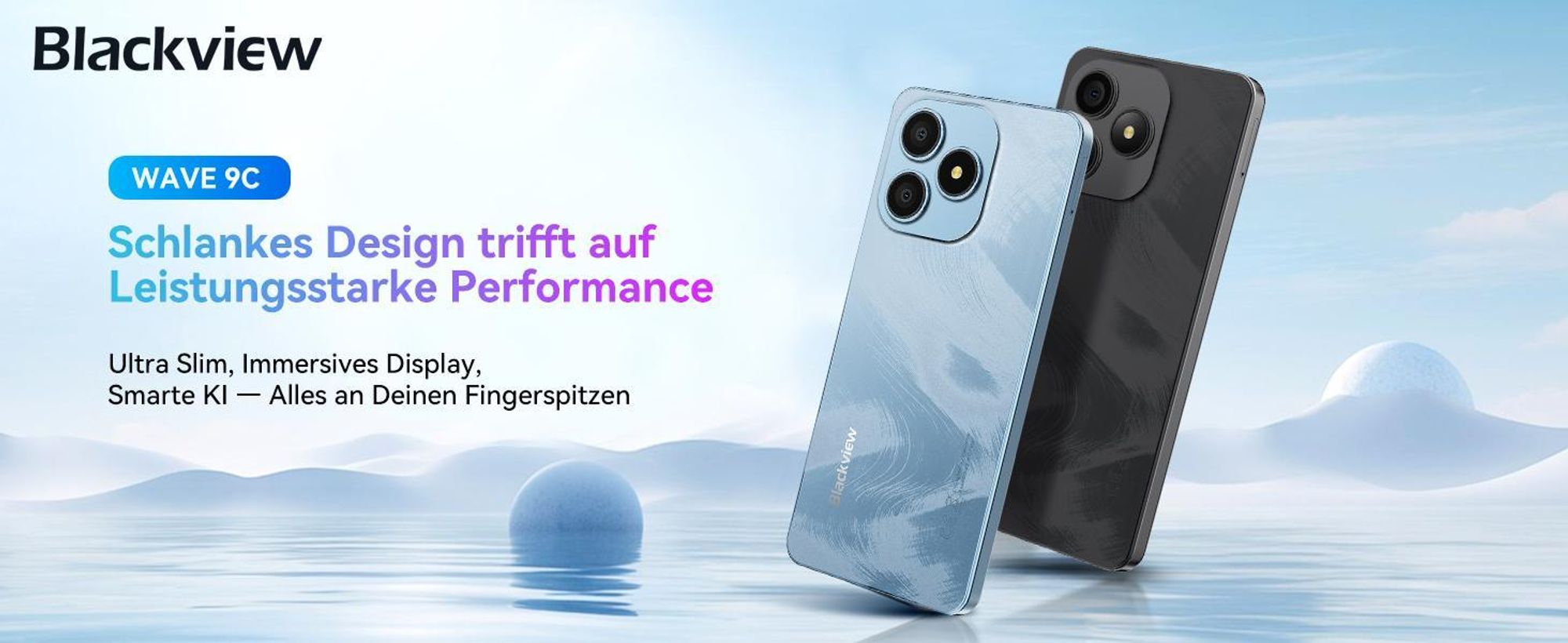 Blackview Wave 9C  6.56" Handy Ohne Vertrag, 12+64GB, 5000mAh, Dual SIM, Android 15, 1080P, Face ID, Fingerabdruck-Entsperrung