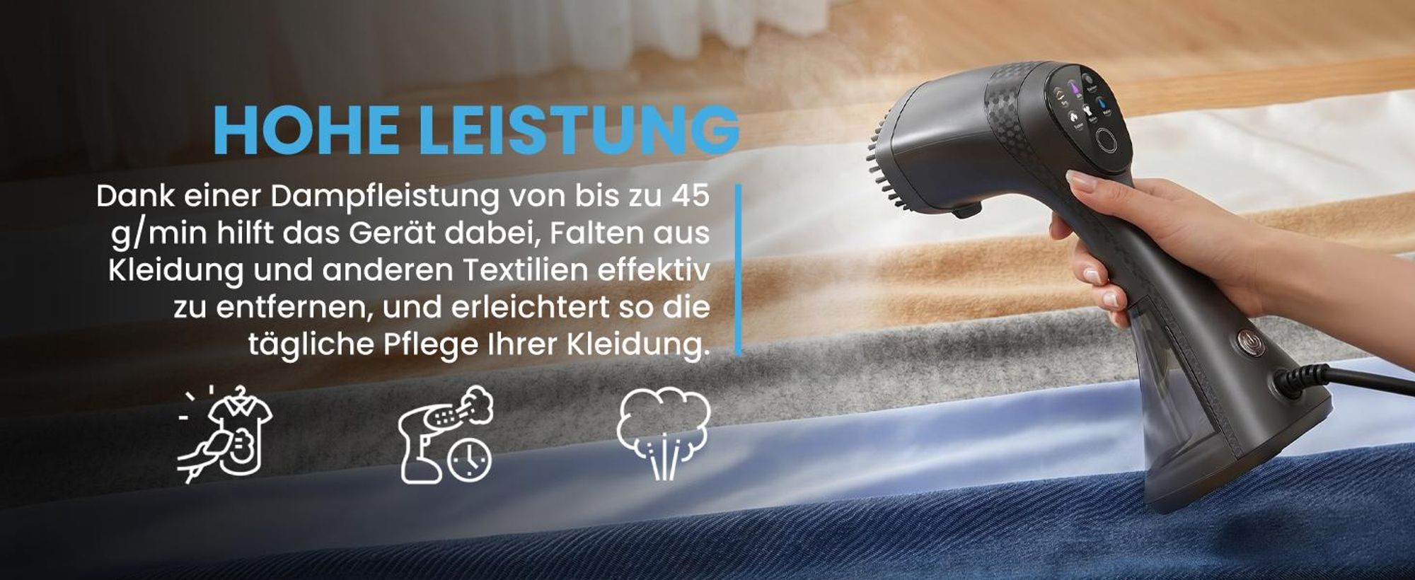 Dampfbügeleisen Bügeleisen Kleiderdampfer mit einstellbarem Dampfglätter