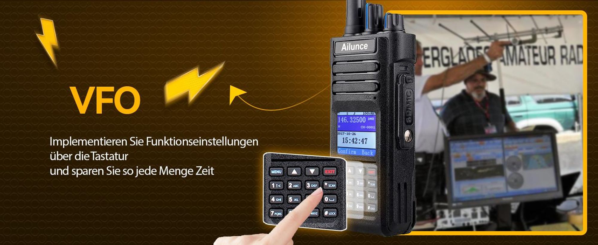Retevis Ailunce HD1 HAM Radio, DMR Handfunkgerät, Dualband, IP67 wasserdicht, 3200 mAh, Gruppenruf, SOS, Walkie-Talkies für Notfälle, Schule