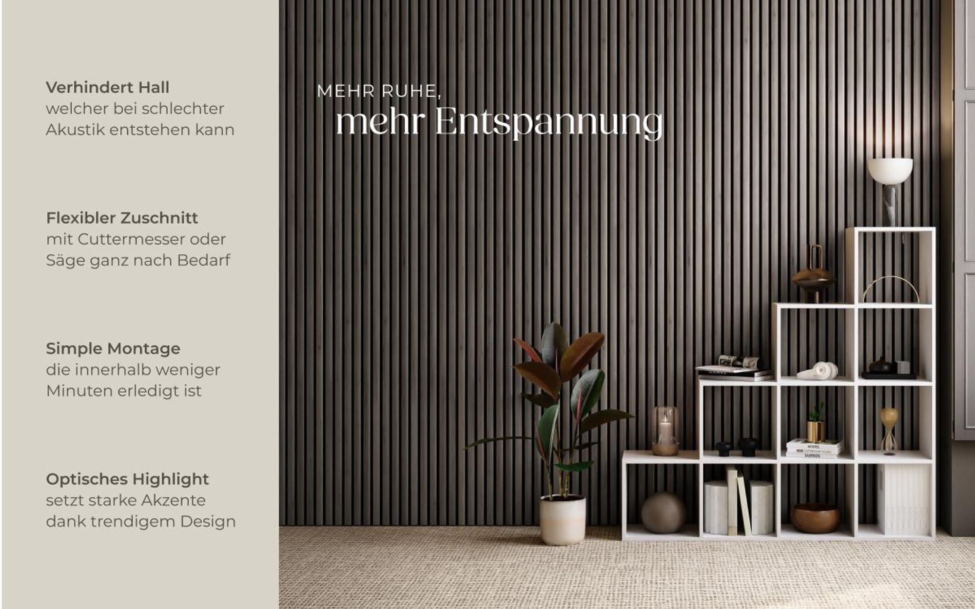 tectake® Akustikpaneele Sonic Wall Holzoptik in Eiche grau je 60 x 120 x 2,1 cm, Größe flexibel anpassbar