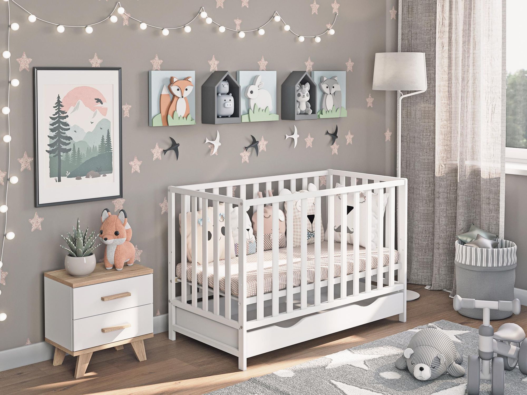 Lettino Lulu 120x60 con cassetto e kit di conversione (senza materasso) - cresce con il bambino