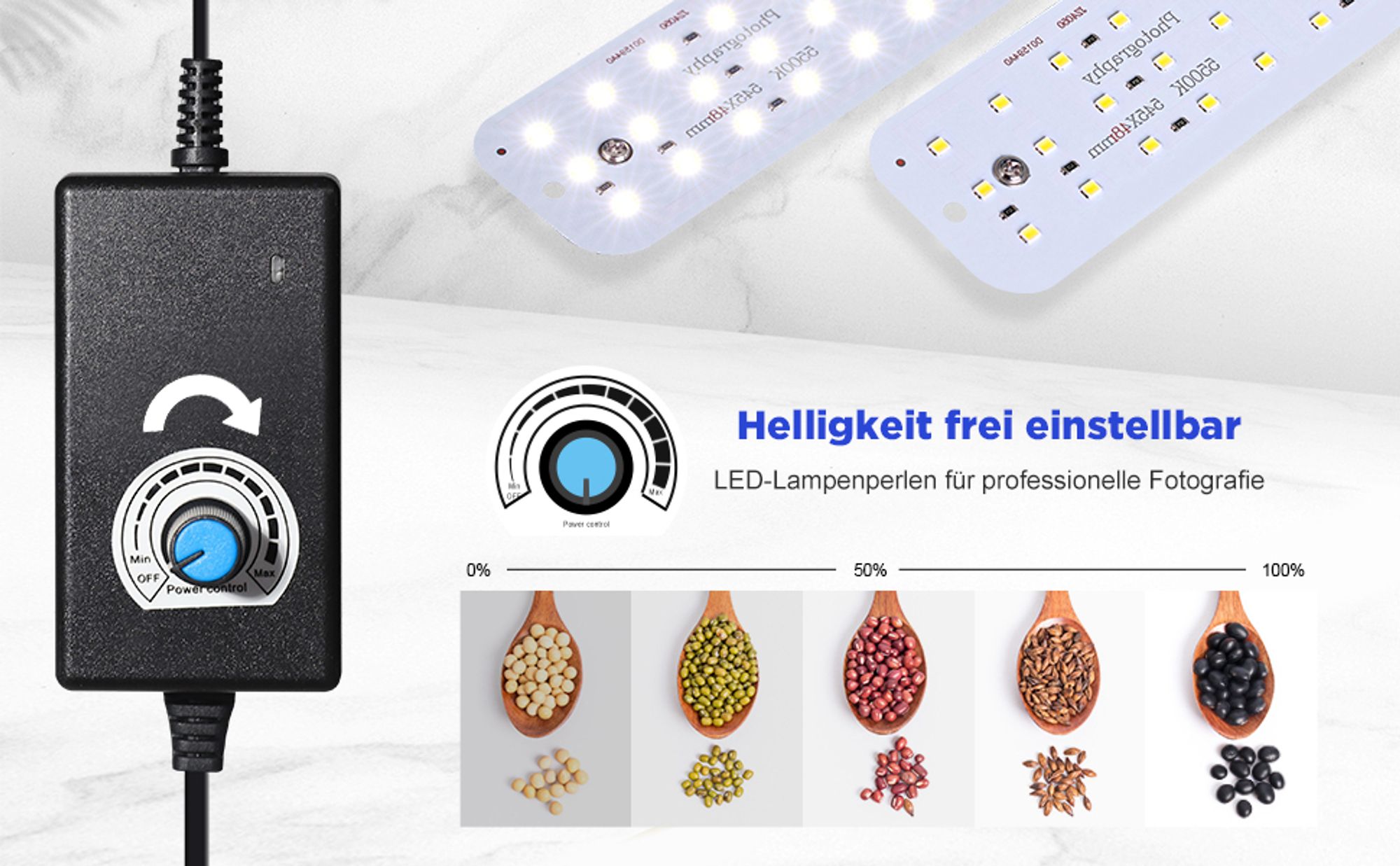 Yorbay Fotostudio Set 60 x 60 x 60cm LED-Fotobox Lichtbox Lichtwürfel Fotografie Lichtzelt inkl. 4 PVC-Hintergrundfolien (schwarz, rein weiß, warm-weiß, orange) Mehrweg