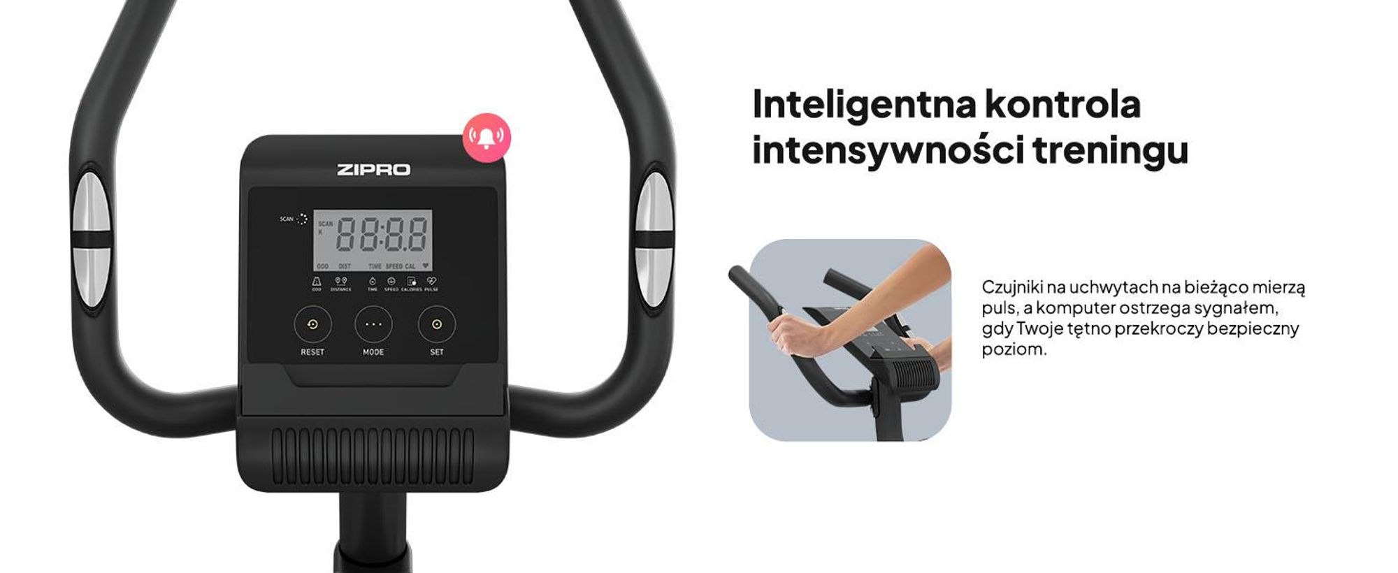 Rower treningowy Zipro Beat RS – magnetyczny rower fitness z masą obrotową 6 kg – cichy rower treningowy do 120 kg – pomiar tętna, uchwyt na butelkę