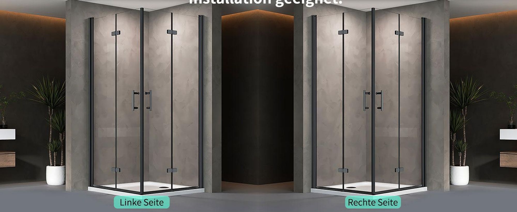 Falttür Duschkabine 90x90x195cm Eckeinstieg Duschabtrennung Doppelt Falttüren Eckdusche Faltbar Duschwand Schwarz Faltdusche aus ESG-NANO GLAS