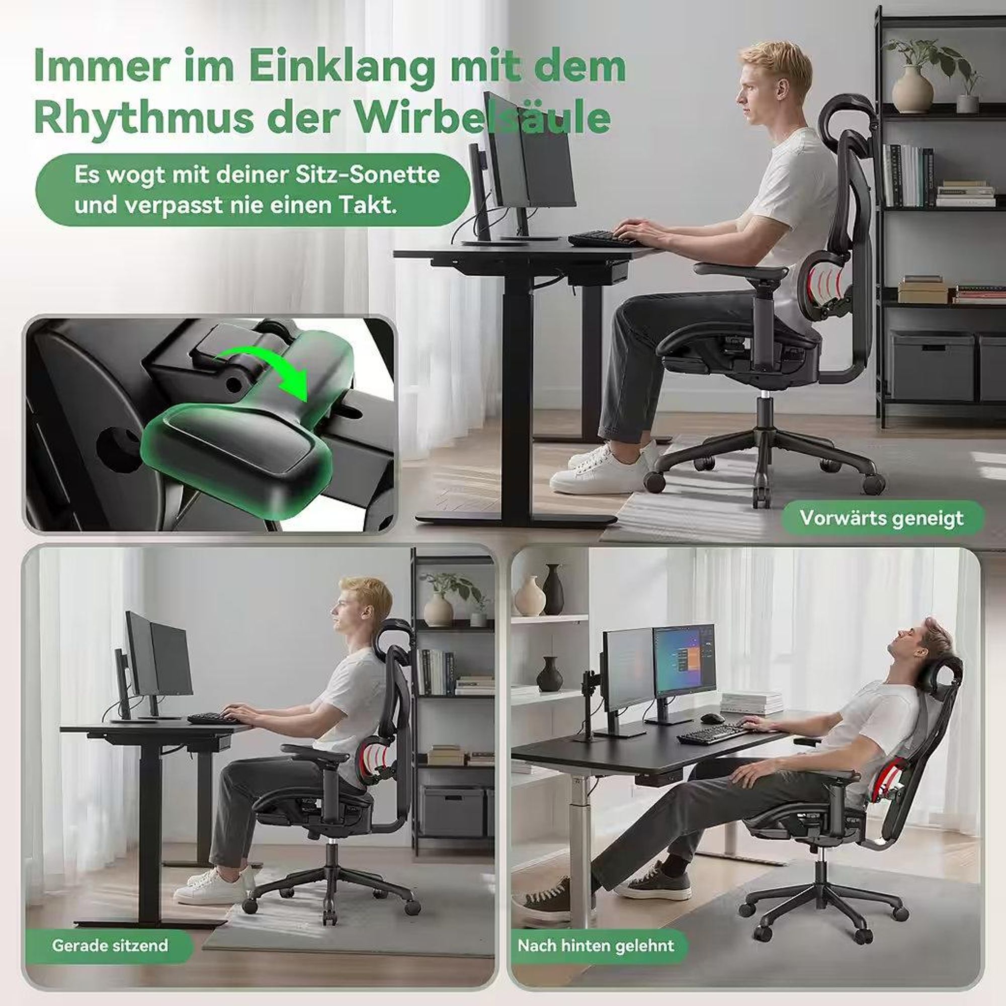 ACGAM CG-5245M Gaming Bürostuhl: Ergonomisch, 4-Neigungswinkel, 136kg, 3D-Armlehnen, Mesh, Gewichtssensor