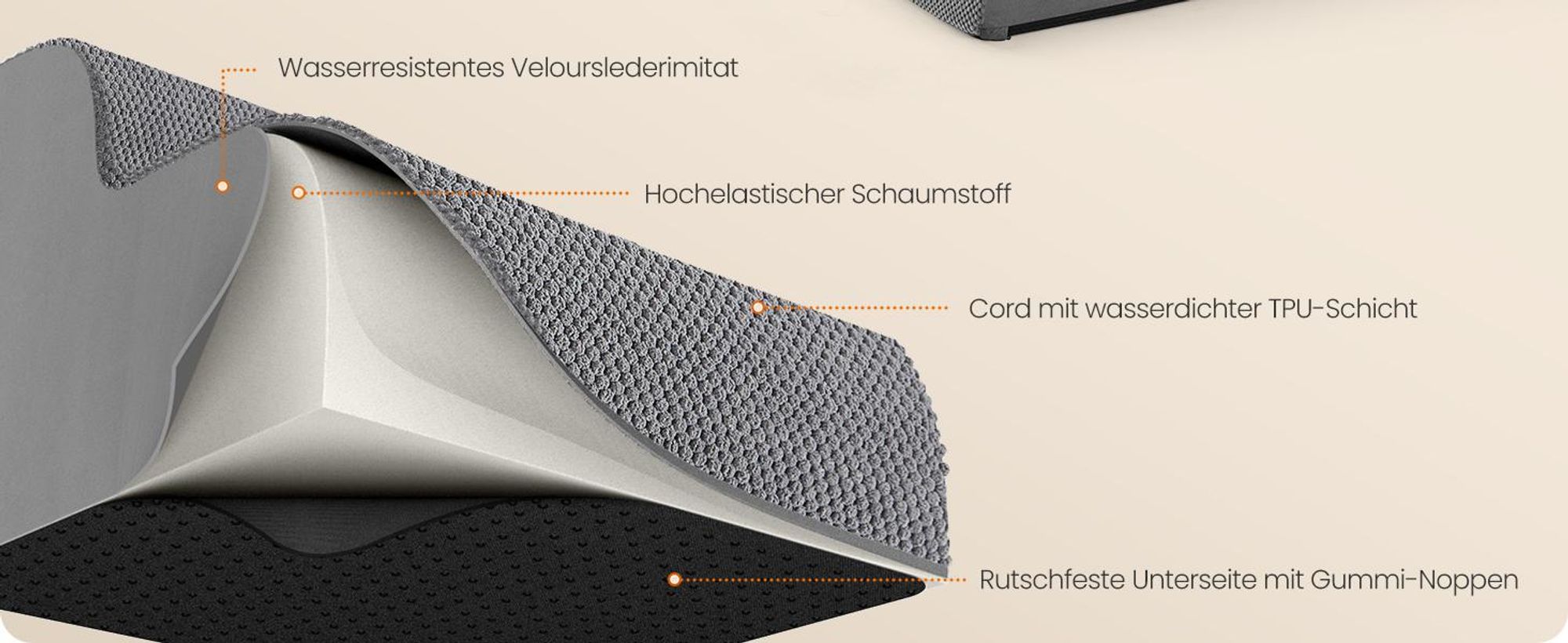 Feandrea Hundetreppe, 4 Stufen, Waffelcord, Haustiertreppe, für Bett, Sofa, wasserdicht, rutschfest, geringe Neigung, abnehmbarer waschbarer Bezug