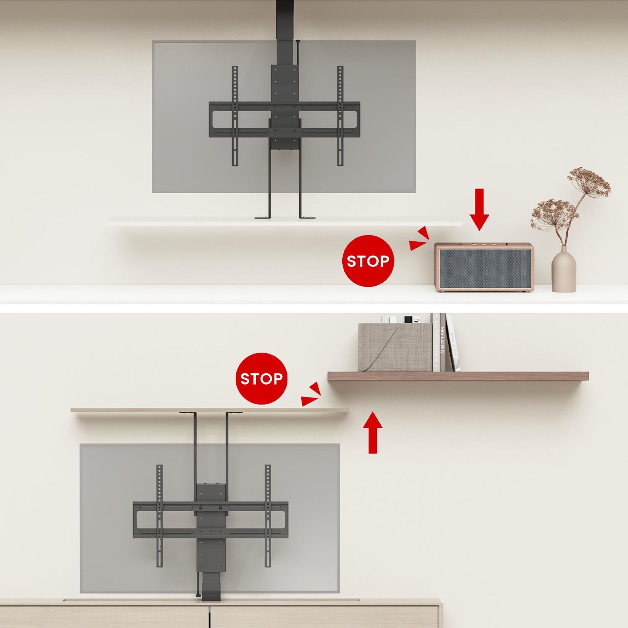 Elektrischer Decken- und Bodengriff ausziehbar 43''-88''' VESA 600x400 max. 60kg 100-240V AC,50/60Hz