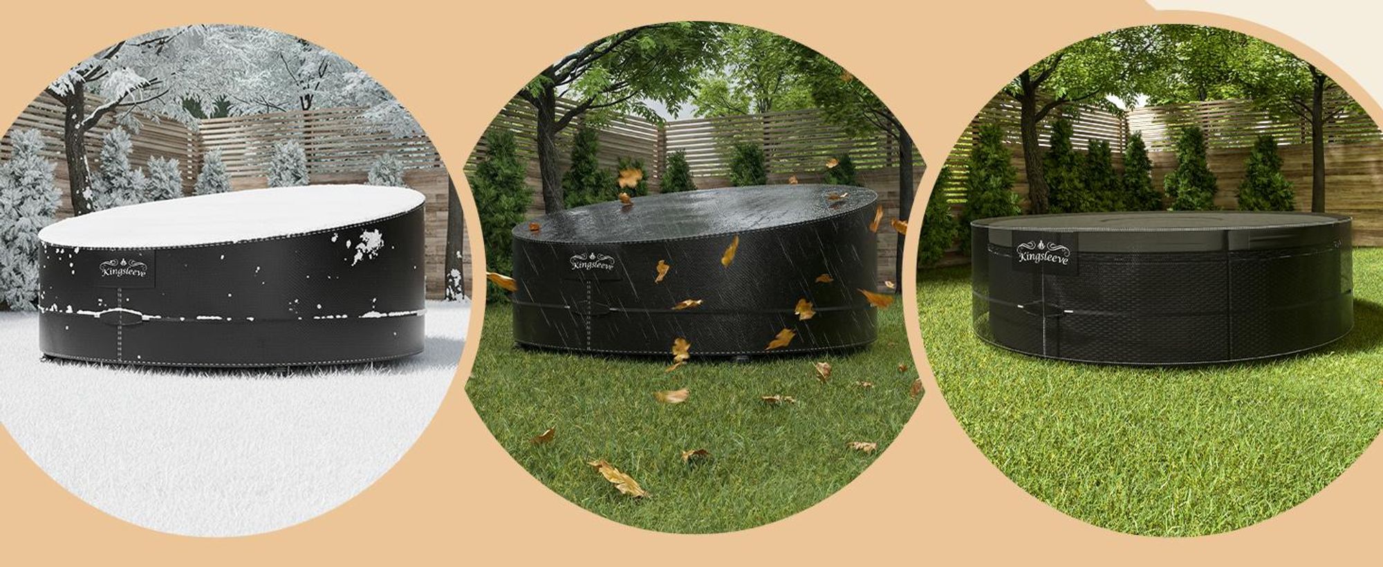 Kingsleeve® Sonneninsel Abdeckung Wasserdicht Winterfest Abdeckplane Gartenmöbel Schutzhülle Abdeckhaube Gartenliege Rund Daybed Ø190x90/50cm