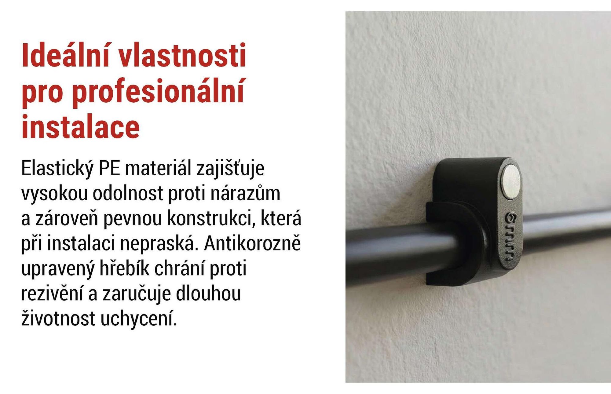 EMOS 50 ks kabelových příchytek s ocelovým hřebíkem, pro Ø 6 mm, pro venkovní použití, nerez, -40–80 °C, ochrana proti UV záření, černé, A2821