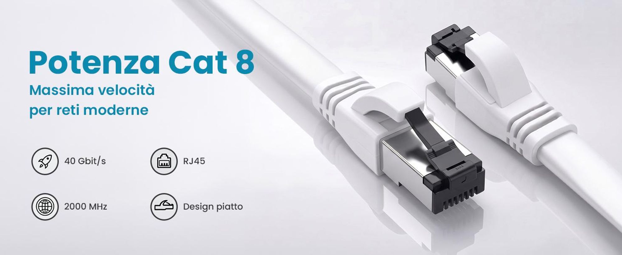 Extralink Cat.8 U/FTP 0,5 m 40 Gb/s Cavo LAN piatto RJ45, Rame