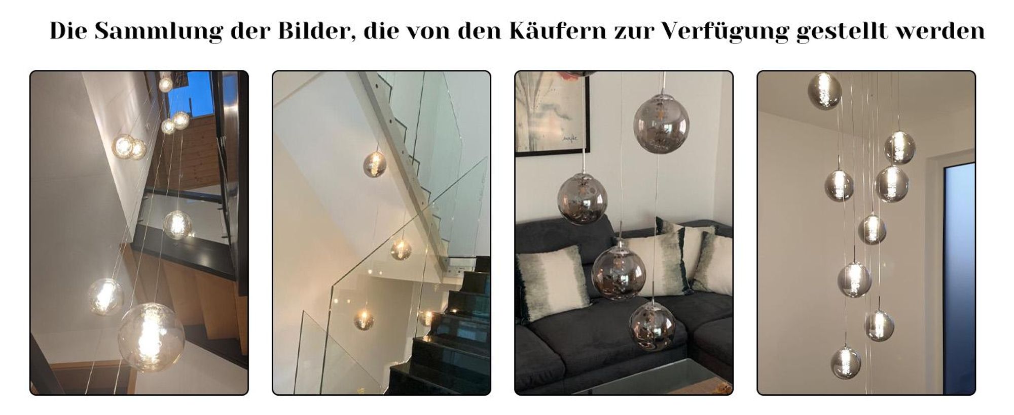 ZMH lampada a sospensione tavolo da pranzo 6 fiamme grigio lampada a sospensione altezza regolabile lampadario lampada a sospensione vetro per soggiorno camera da letto cucina corridoio