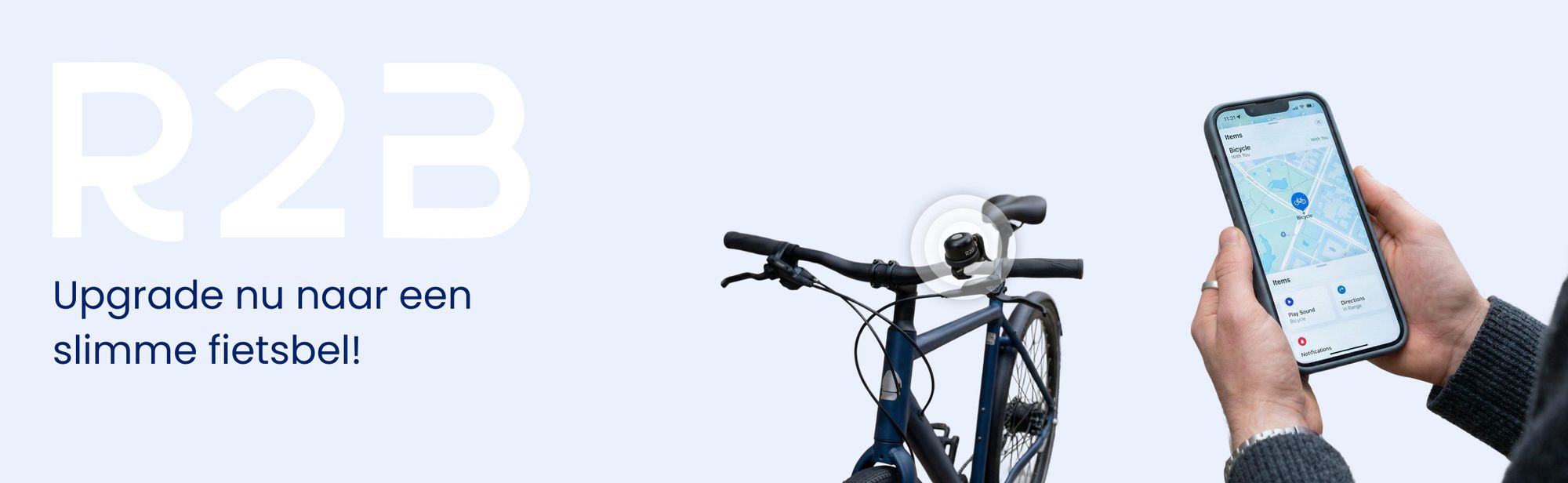 R2B Fietsbel Geschikt voor AirTag - Verborgen Trackerhouder Zwart