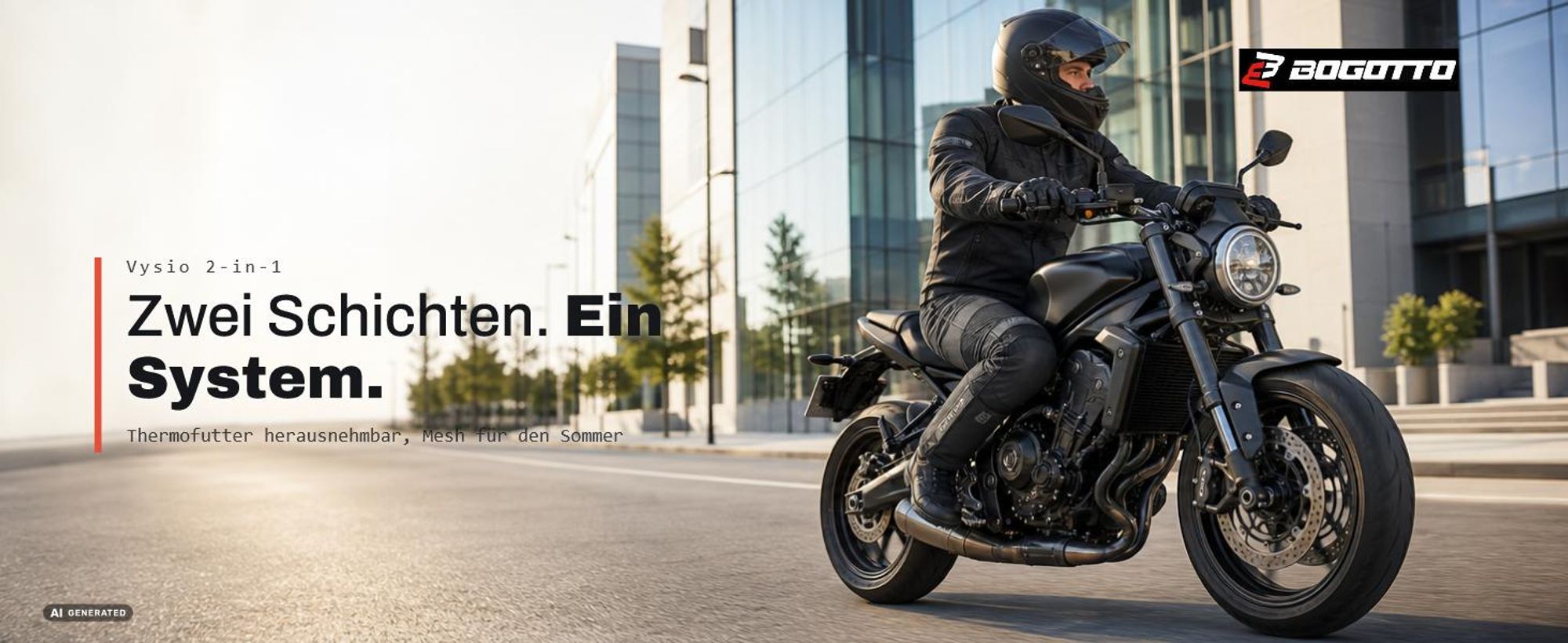 Bogotto Vysio wasserdichte 2in1 Motorrad Textilhose, schwarz, XL